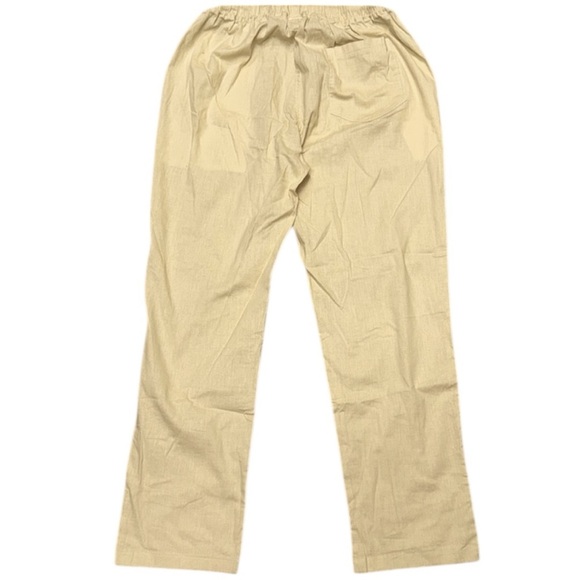 New Men’s Sir7 Beige Linen Cotton Pull On Drawstring Pants Wide Straight Leg LRG - Picture 3 of 13